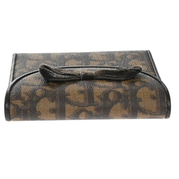 CHRISTIAN DIOR Logo Trotter Trifold Compact Wallet PVC Leather Brown 38KA929 - Picture 5 of 12